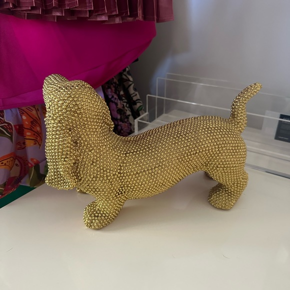 Gold Stud Dachshund Dog Statue Figurine - Picture 3 of 6